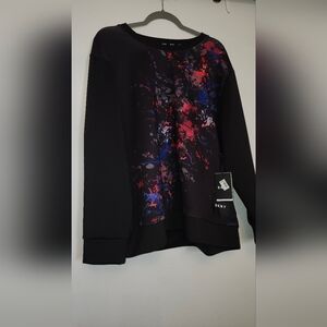 DKNY Women's Black Blazer with Red and Blue Accents